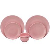 Handcrafted Ceramic Stoneware Dinner Set Of 6 Pcs - Pastel Pink | 2 Dinner Plates, 10.6 Inch Each + 2 Small Plates, 7.4 Inch Each + 2 Small Dinner Bowl, 180ml Each | Microwave & Dishwasher Safe